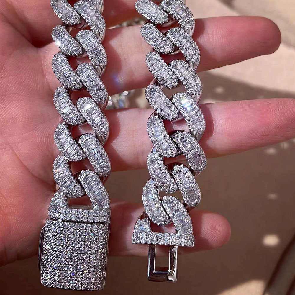 Baguette Cuban Link Chain Iced Out