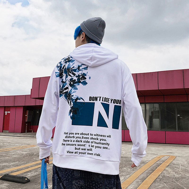 N Blue Floral Hoodie - RIGHTOUTFIT