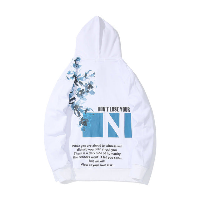 N Blue Floral Hoodie - RIGHTOUTFIT