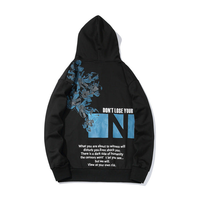 N Blue Floral Hoodie - RIGHTOUTFIT