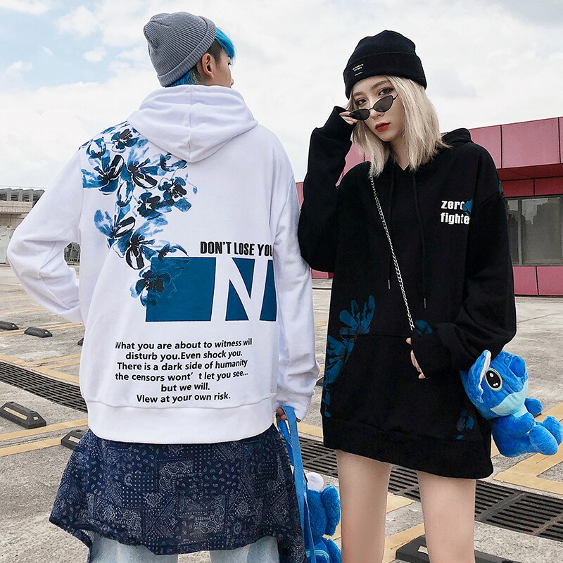 N Blue Floral Hoodie - RIGHTOUTFIT
