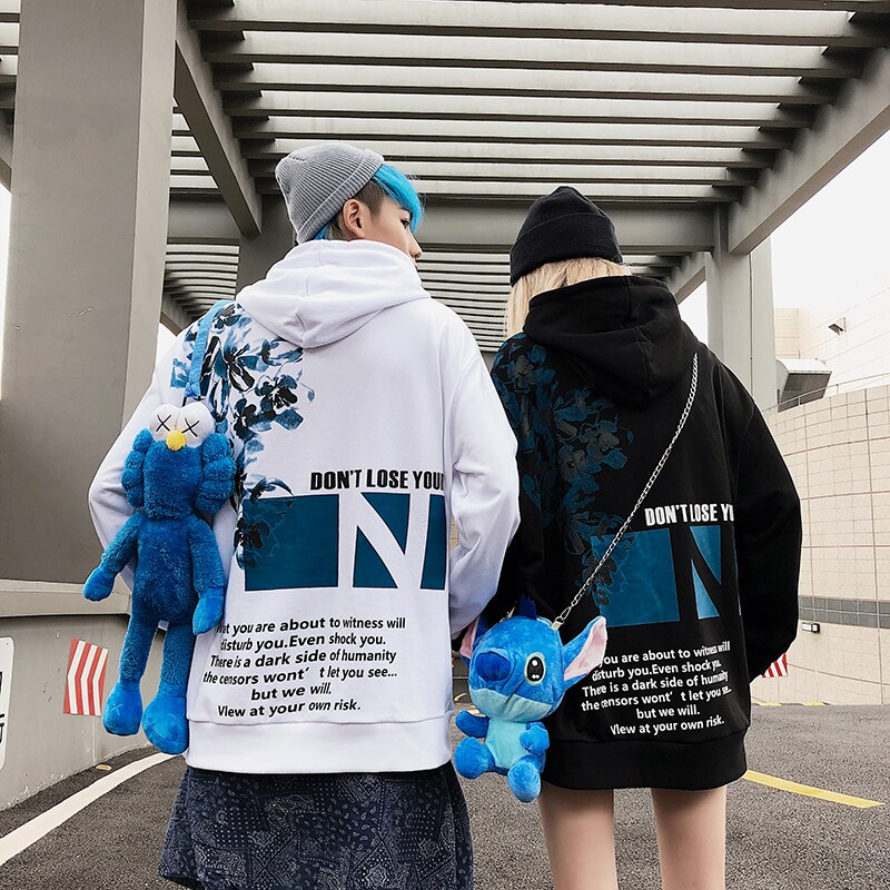 N Blue Floral Hoodie - RIGHTOUTFIT