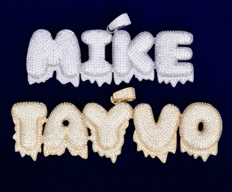 Custom Drip Bubble Letters Chain - RIGHTOUTFIT