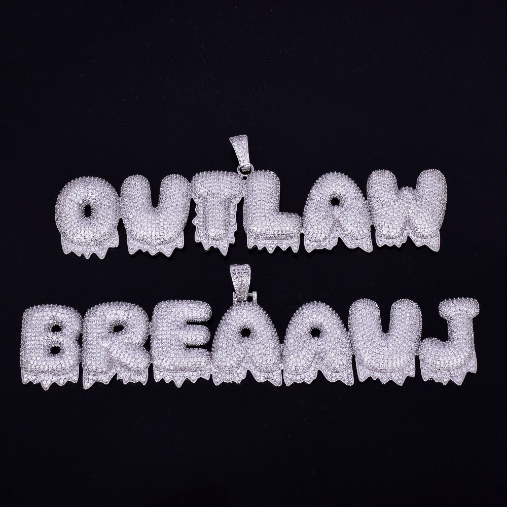 Custom Drip Bubble Letters Chain - RIGHTOUTFIT
