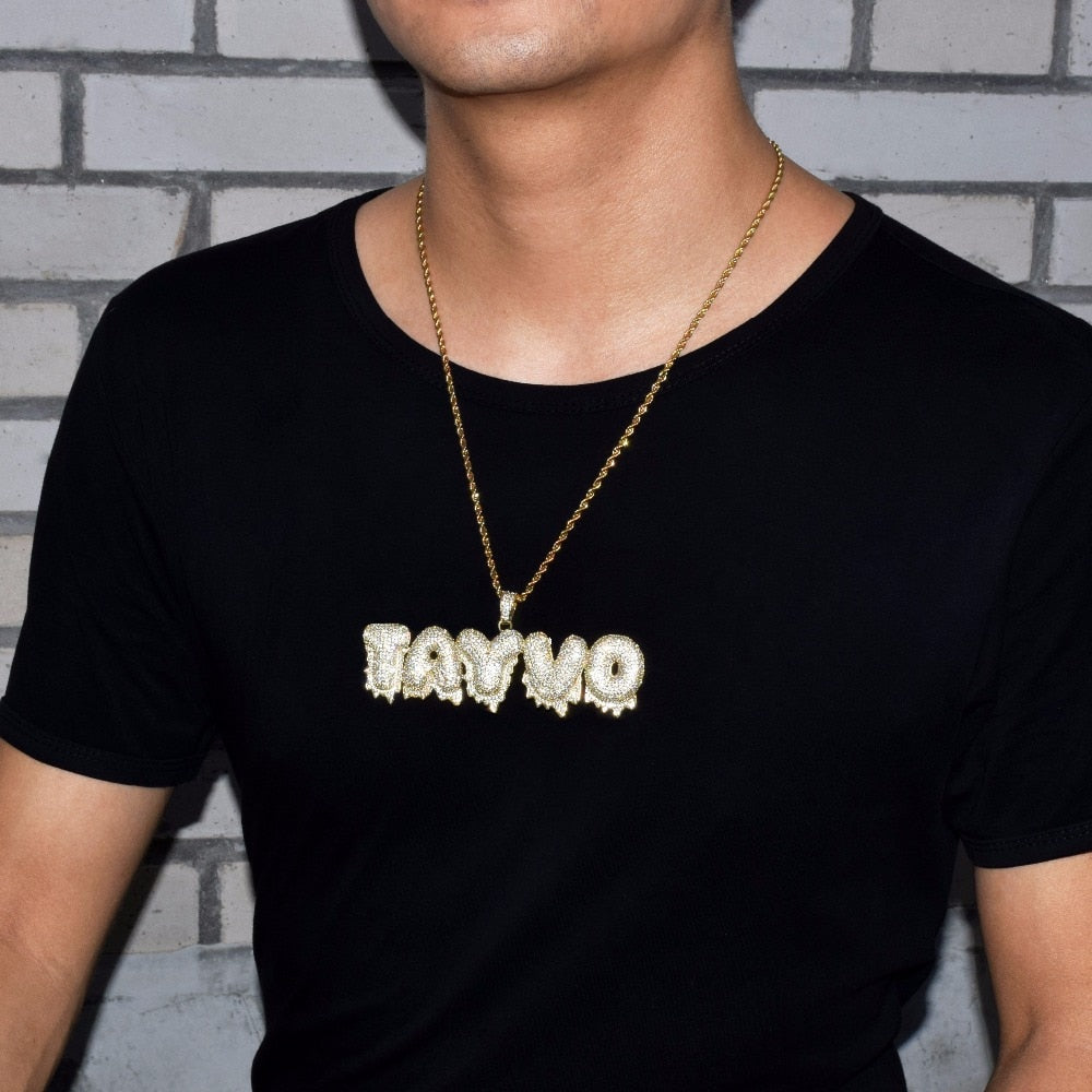 Custom Drip Bubble Letters Chain - RIGHTOUTFIT
