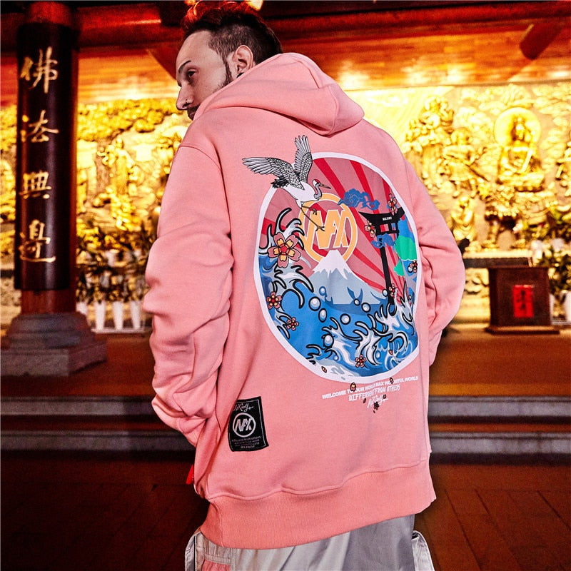 Japanise Embroidered Cranes Hoodie - RIGHTOUTFIT