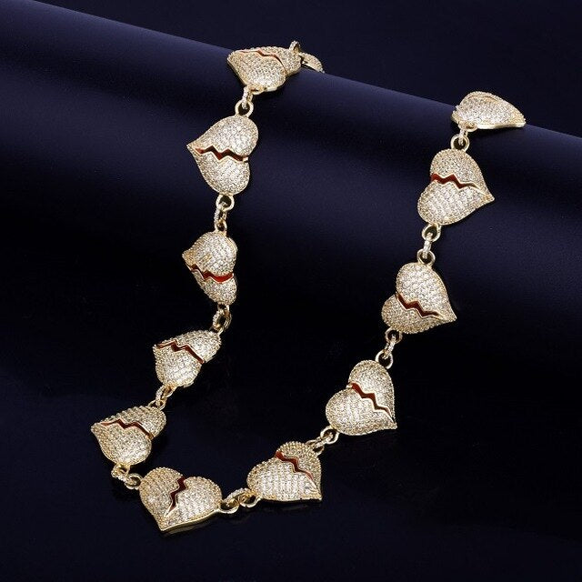 Iced Broken Heart Chain - RIGHTOUTFIT