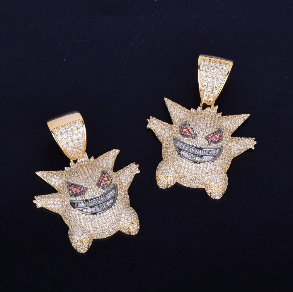 Iced Funny Demon Emoji Pendant with Chain - RIGHTOUTFIT