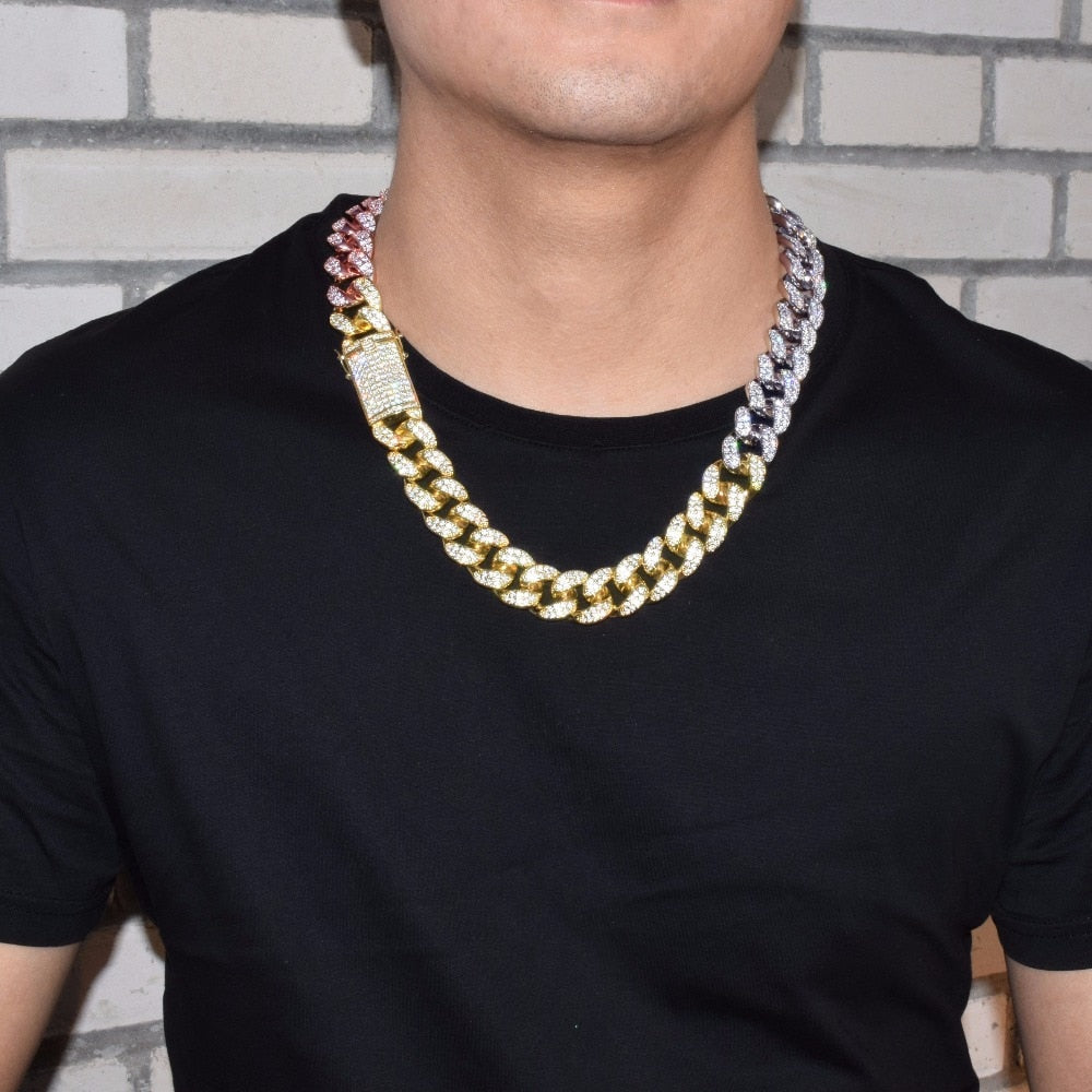 Heavy Mixed Color Miami Cuban Necklace " - RIGHTOUTFIT