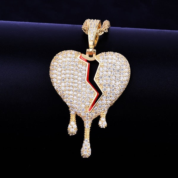 Drip Heart Pendant with Chain - RIGHTOUTFIT