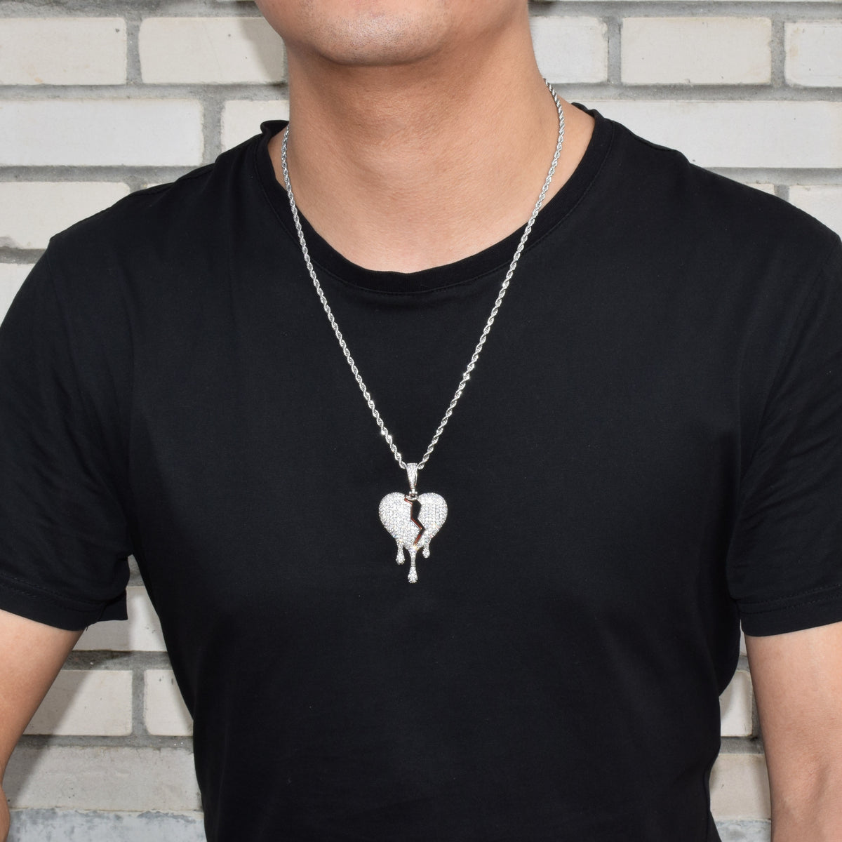 Drip Heart Pendant with Chain - RIGHTOUTFIT