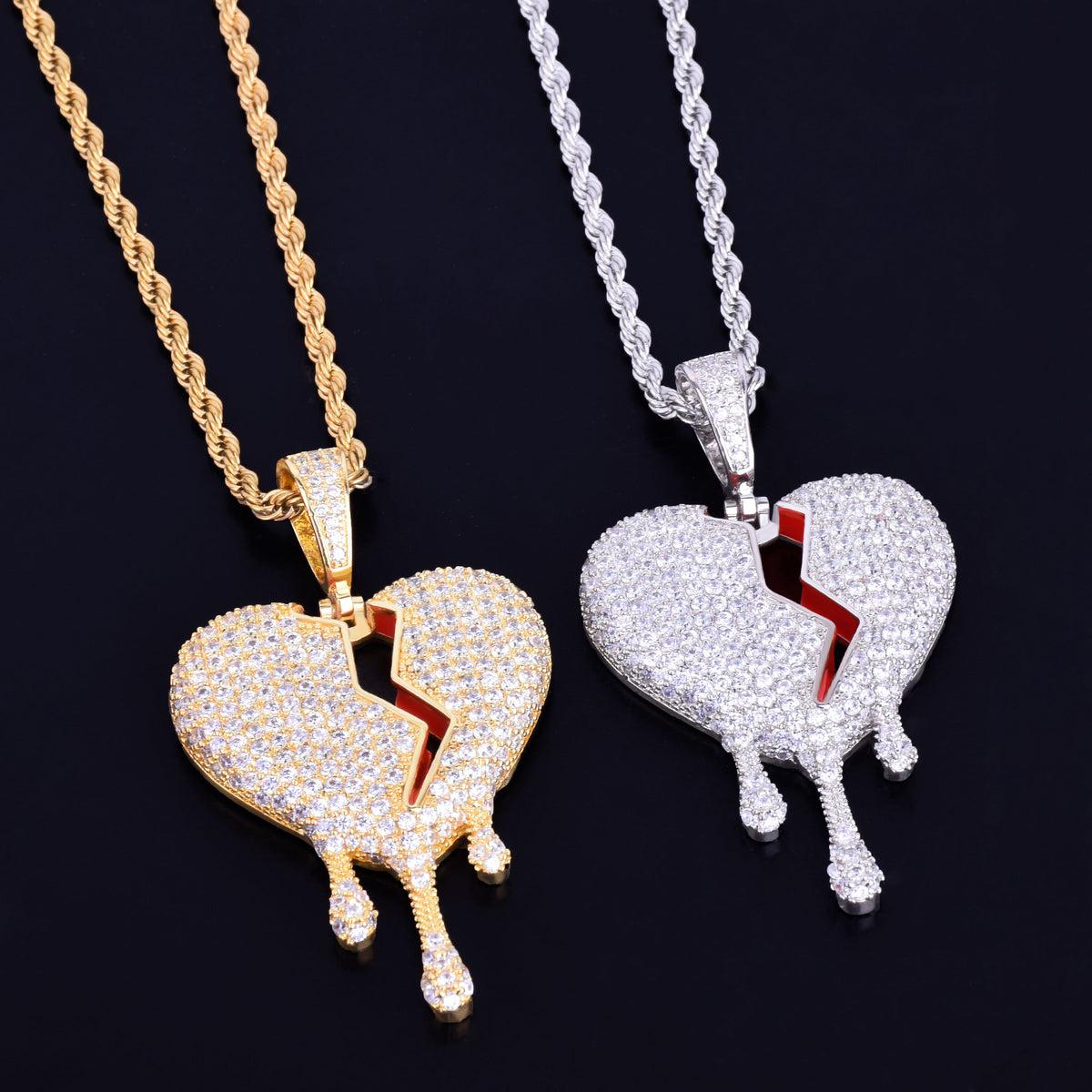 Drip Heart Pendant with Chain - RIGHTOUTFIT