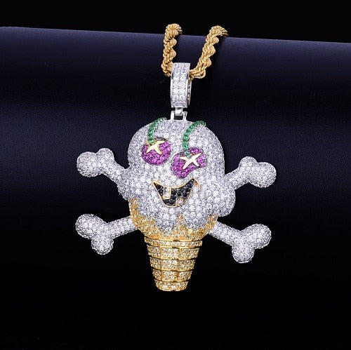 Skull ice cream shape Pendant with Chain - RIGHTOUTFIT