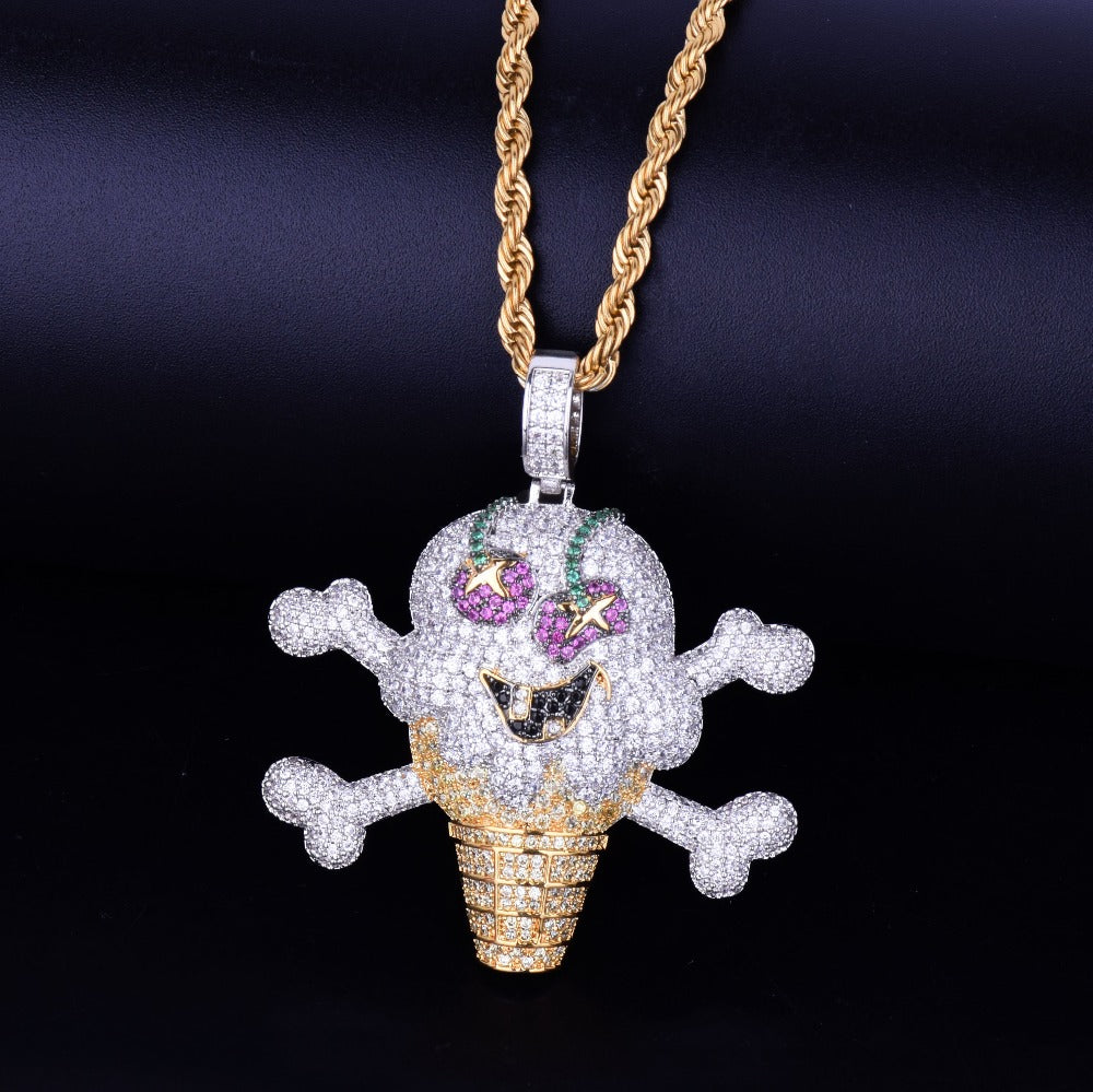 Skull ice cream shape Pendant with Chain - RIGHTOUTFIT
