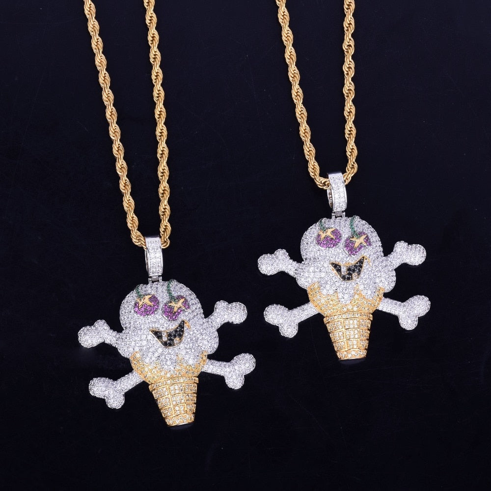 Skull ice cream shape Pendant with Chain - RIGHTOUTFIT