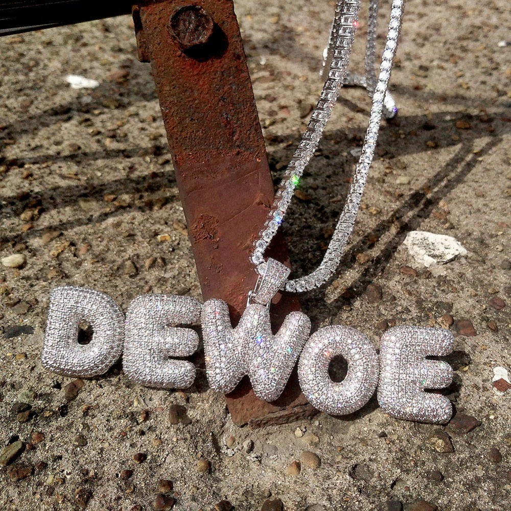 Custom Name Bubble Letters Pendantwith chain - RIGHTOUTFIT