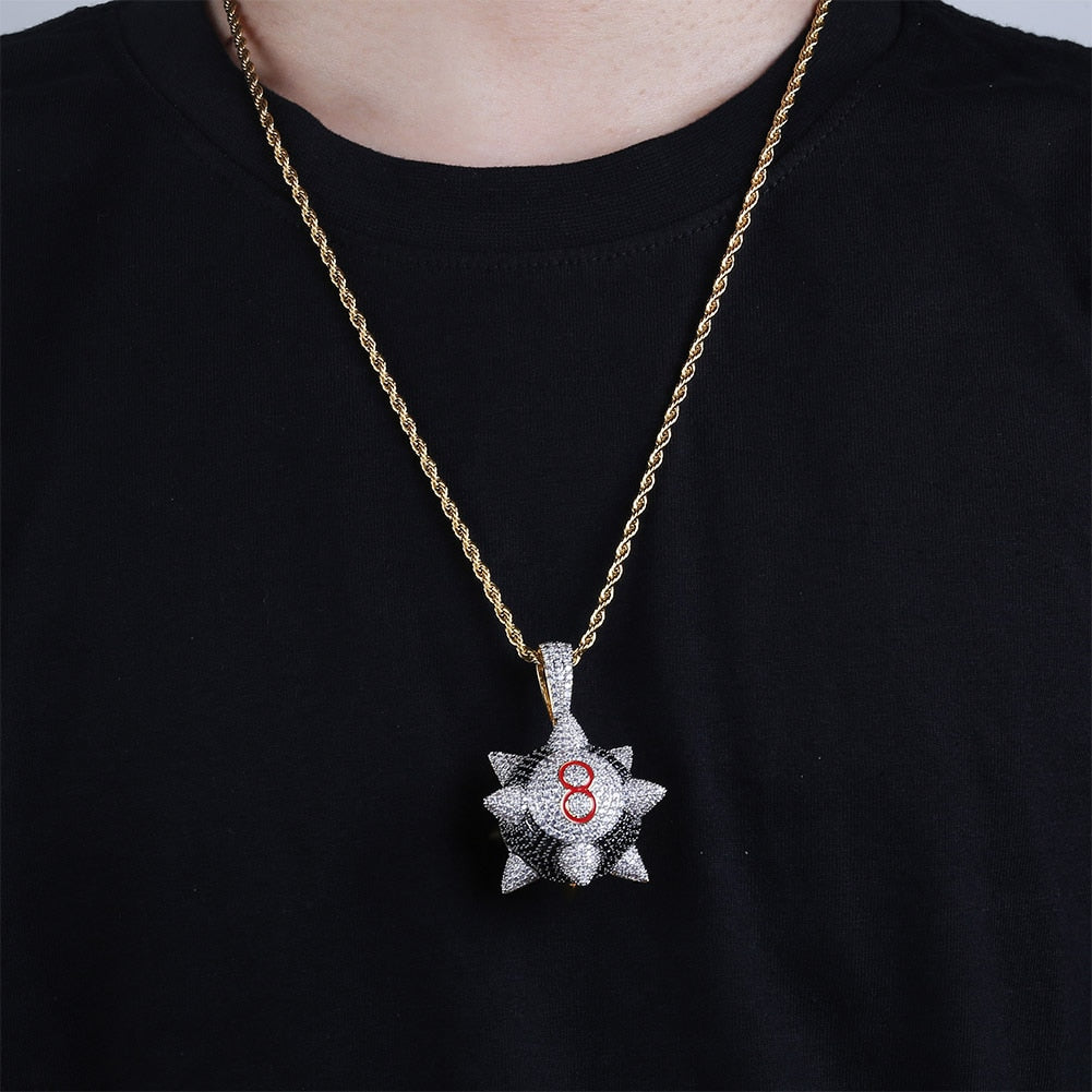 Iced out Trippieredd Inspired Spike 8-ball Pendant - RIGHTOUTFIT
