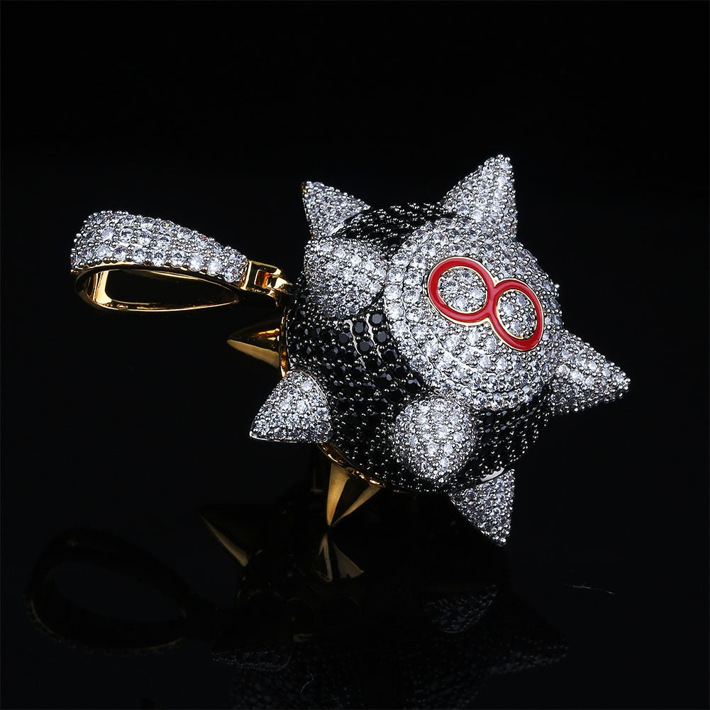 Iced out Trippieredd Inspired Spike 8-ball Pendant - RIGHTOUTFIT