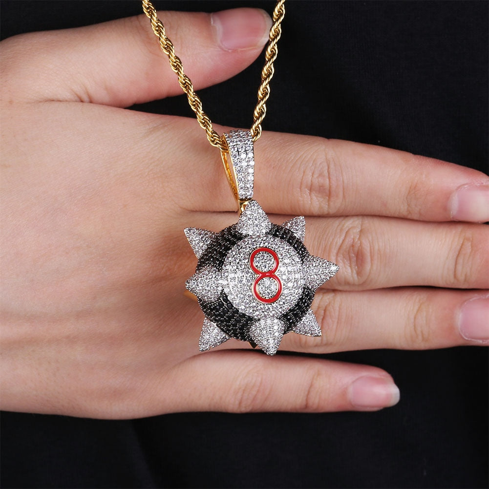 Iced out Trippieredd Inspired Spike 8-ball Pendant - RIGHTOUTFIT