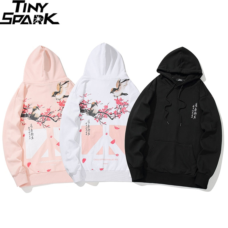 Floral Bird Print Hoodie