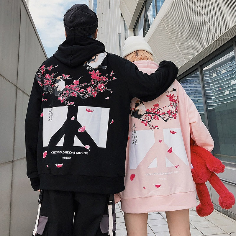 Floral Bird Print Hoodie