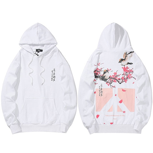 Floral Bird Print Hoodie