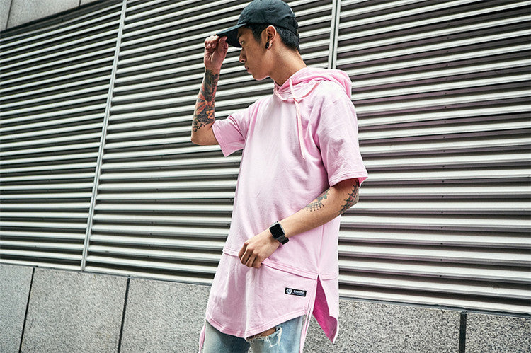 Curved side stripped T-shirt Hoodie - RIGHTOUTFIT