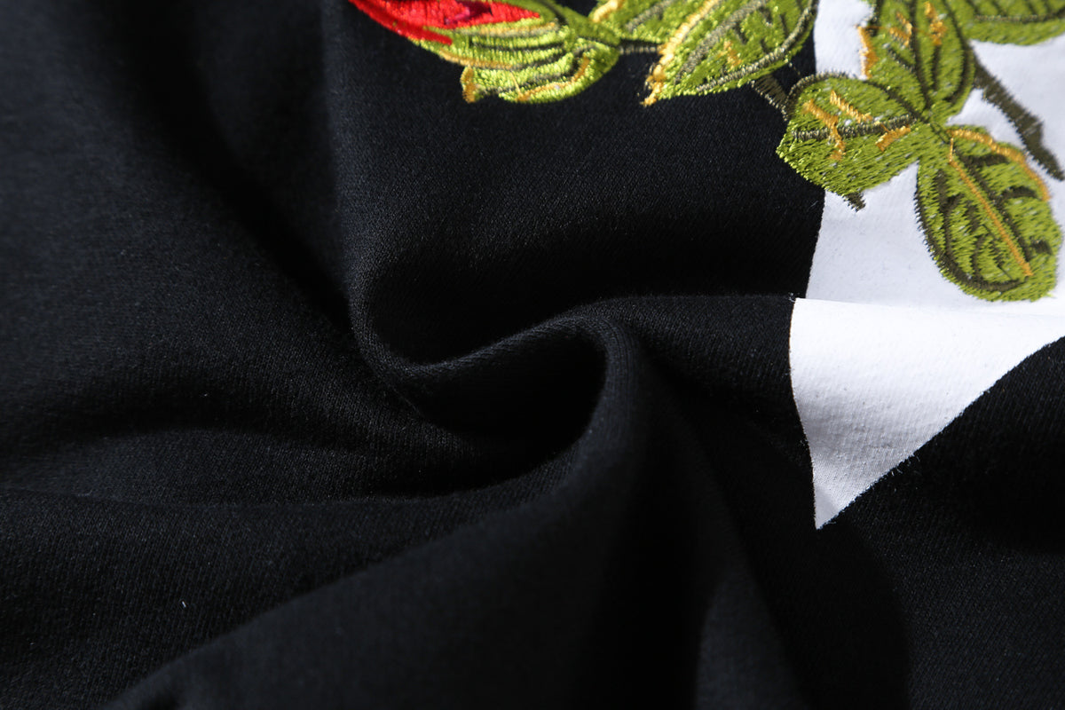 V Rose Embroidery hoodie - RIGHTOUTFIT