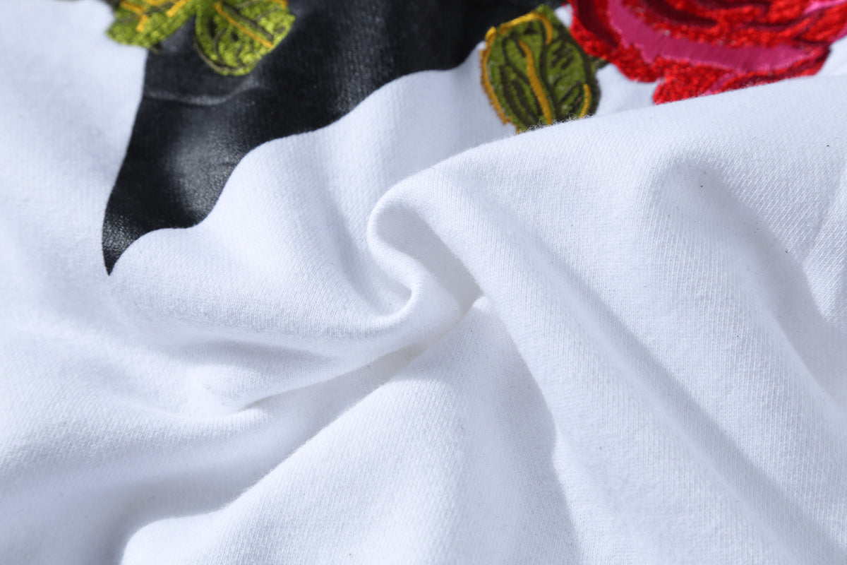 V Rose Embroidery hoodie - RIGHTOUTFIT