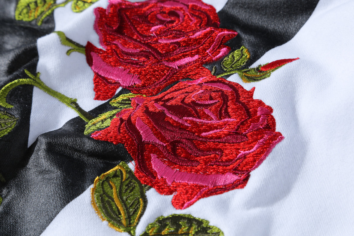 V Rose Embroidery hoodie - RIGHTOUTFIT