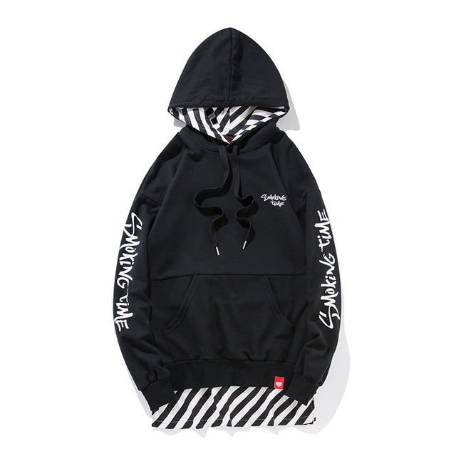 Two Piece Side Zipper Stripe Patchwork hoodie - RIGHTOUTFIT