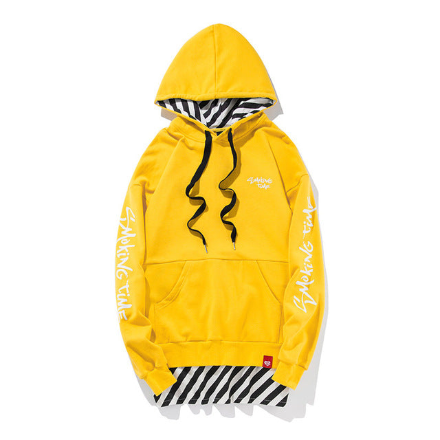 Two Piece Side Zipper Stripe Patchwork hoodie - RIGHTOUTFIT