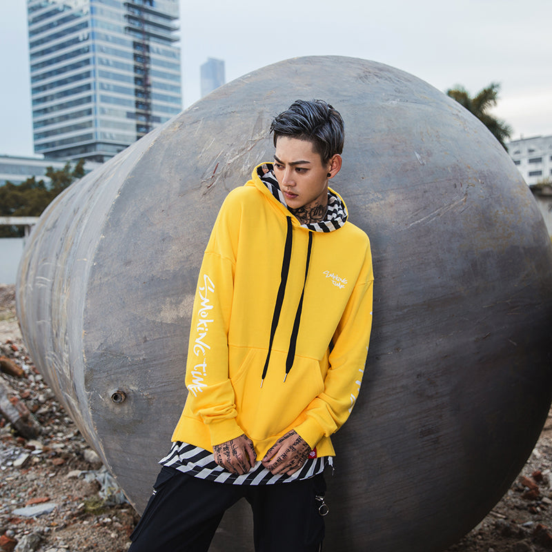 Two Piece Side Zipper Stripe Patchwork hoodie - RIGHTOUTFIT