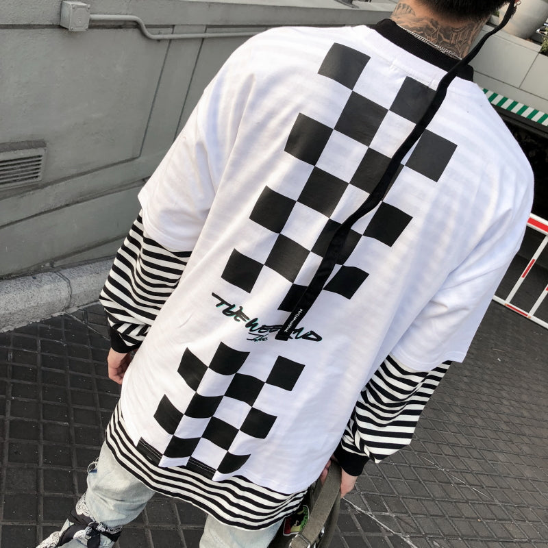 Back Squares Printing T-shirt - RIGHTOUTFIT