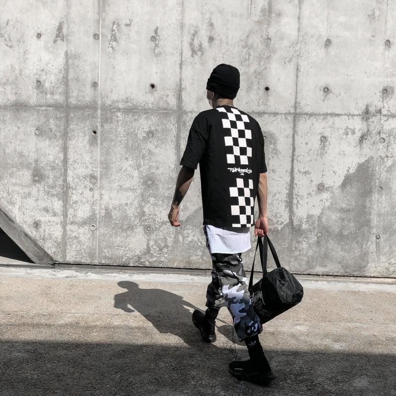 Back Squares Printing T-shirt - RIGHTOUTFIT