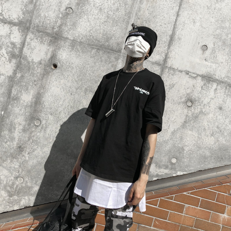 Back Squares Printing T-shirt - RIGHTOUTFIT