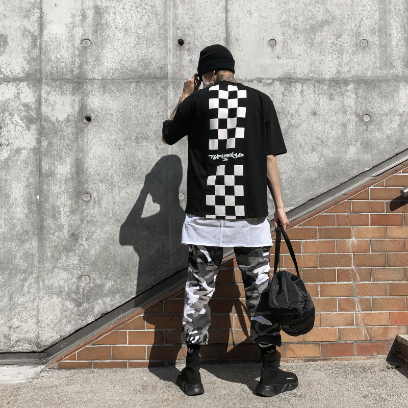 Back Squares Printing T-shirt - RIGHTOUTFIT