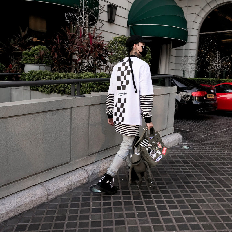 Back Squares Printing T-shirt - RIGHTOUTFIT