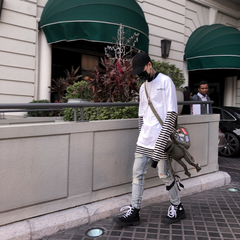 Back Squares Printing T-shirt - RIGHTOUTFIT