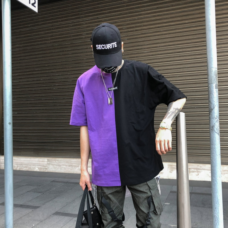 Two color letter T-shirt - RIGHTOUTFIT