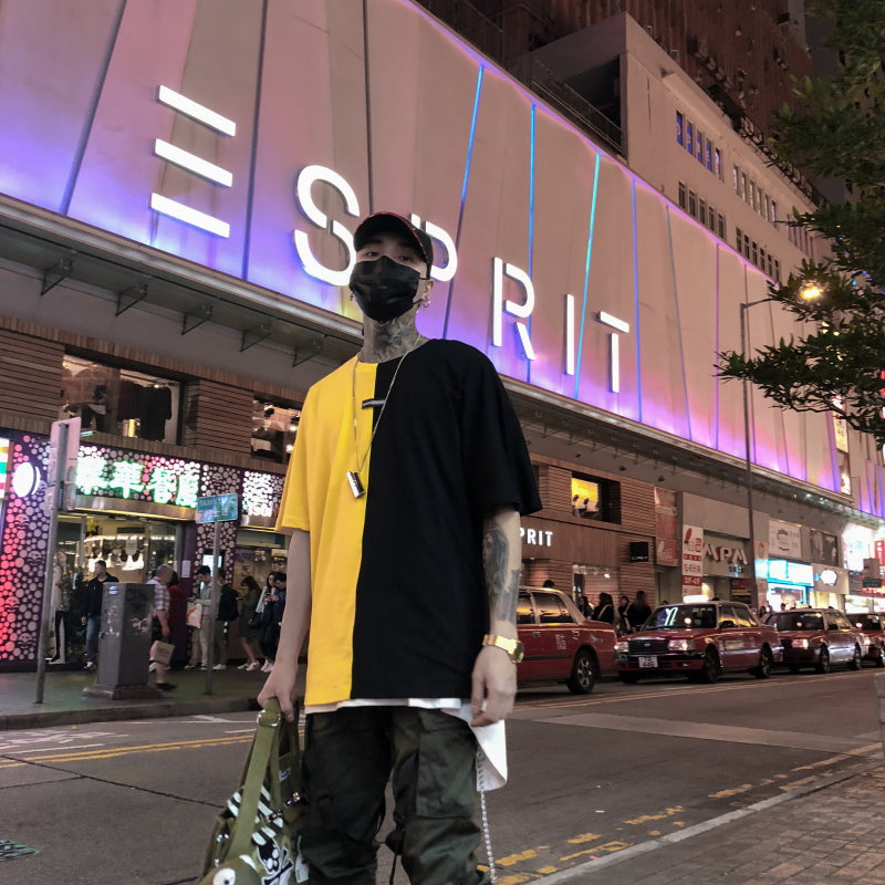 Two color letter T-shirt - RIGHTOUTFIT