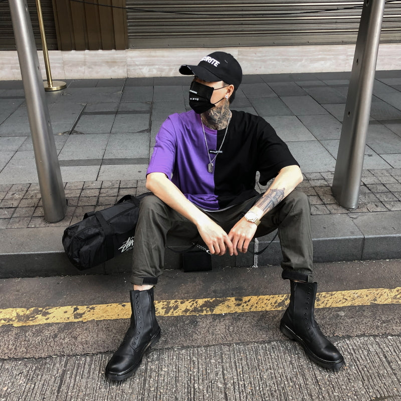 Two color letter T-shirt - RIGHTOUTFIT