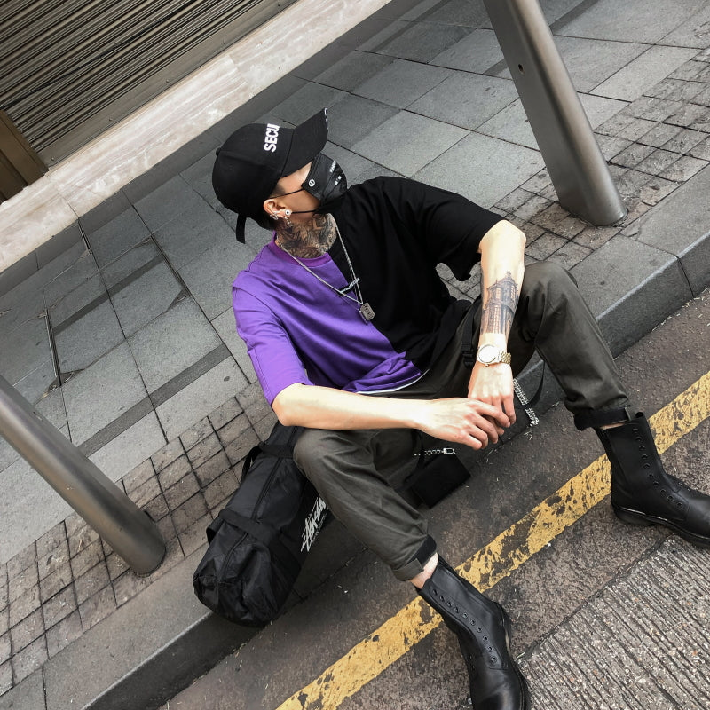 Two color letter T-shirt - RIGHTOUTFIT