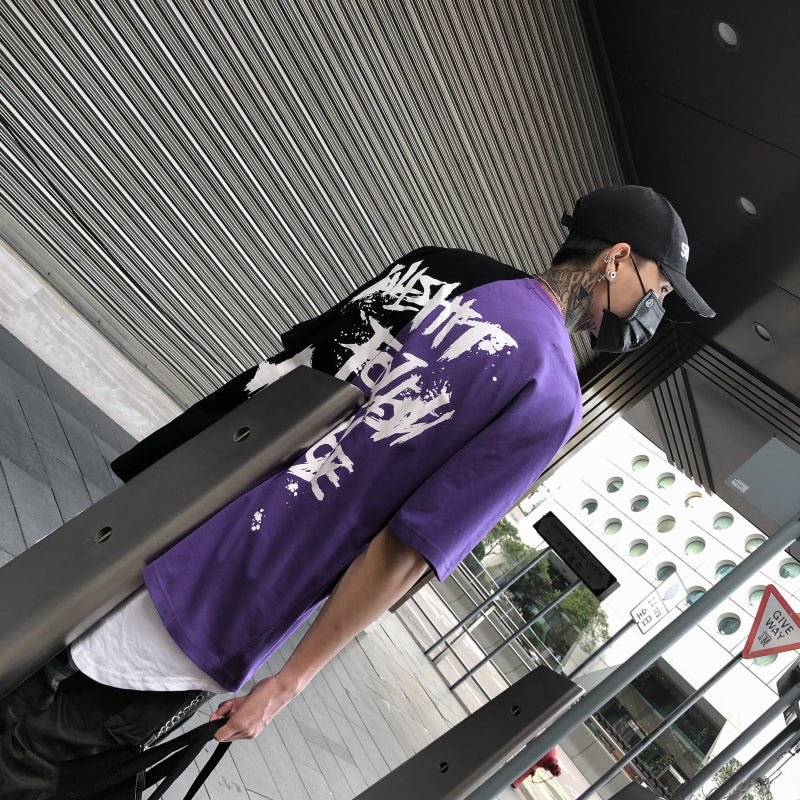 Two color letter T-shirt - RIGHTOUTFIT