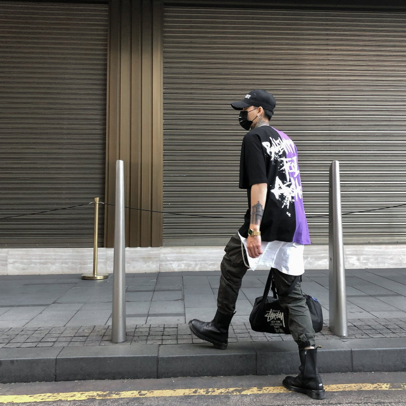 Two color letter T-shirt - RIGHTOUTFIT