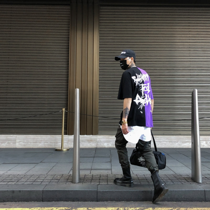 Two color letter T-shirt - RIGHTOUTFIT