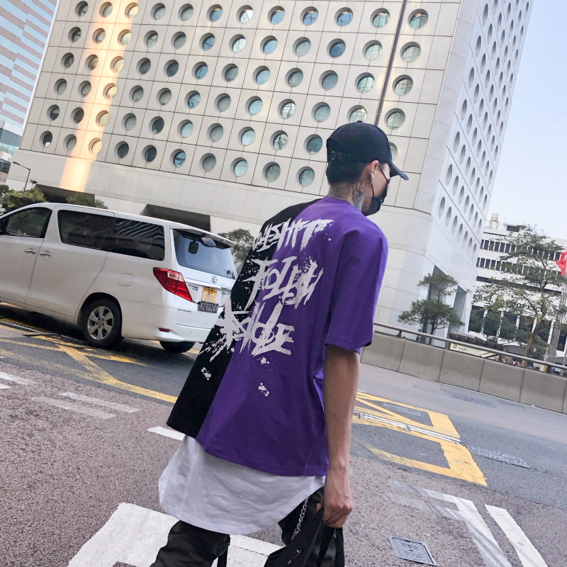 Two color letter T-shirt - RIGHTOUTFIT