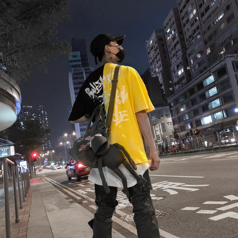 Two color letter T-shirt - RIGHTOUTFIT