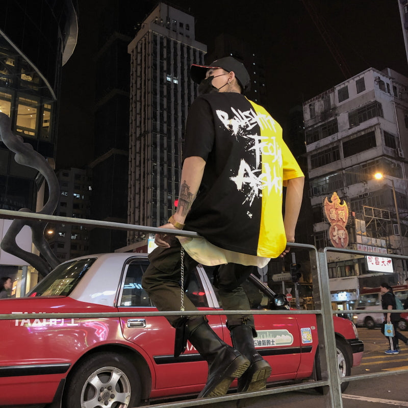 Two color letter T-shirt - RIGHTOUTFIT