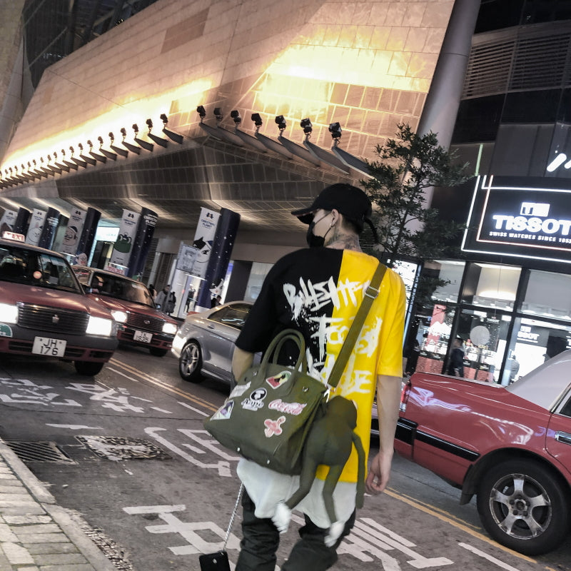 Two color letter T-shirt - RIGHTOUTFIT